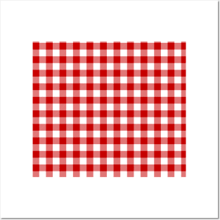 Red and White Pin Check Gingham Posters and Art